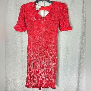 Vintage Elegant Red Sequin Dress Size Medium